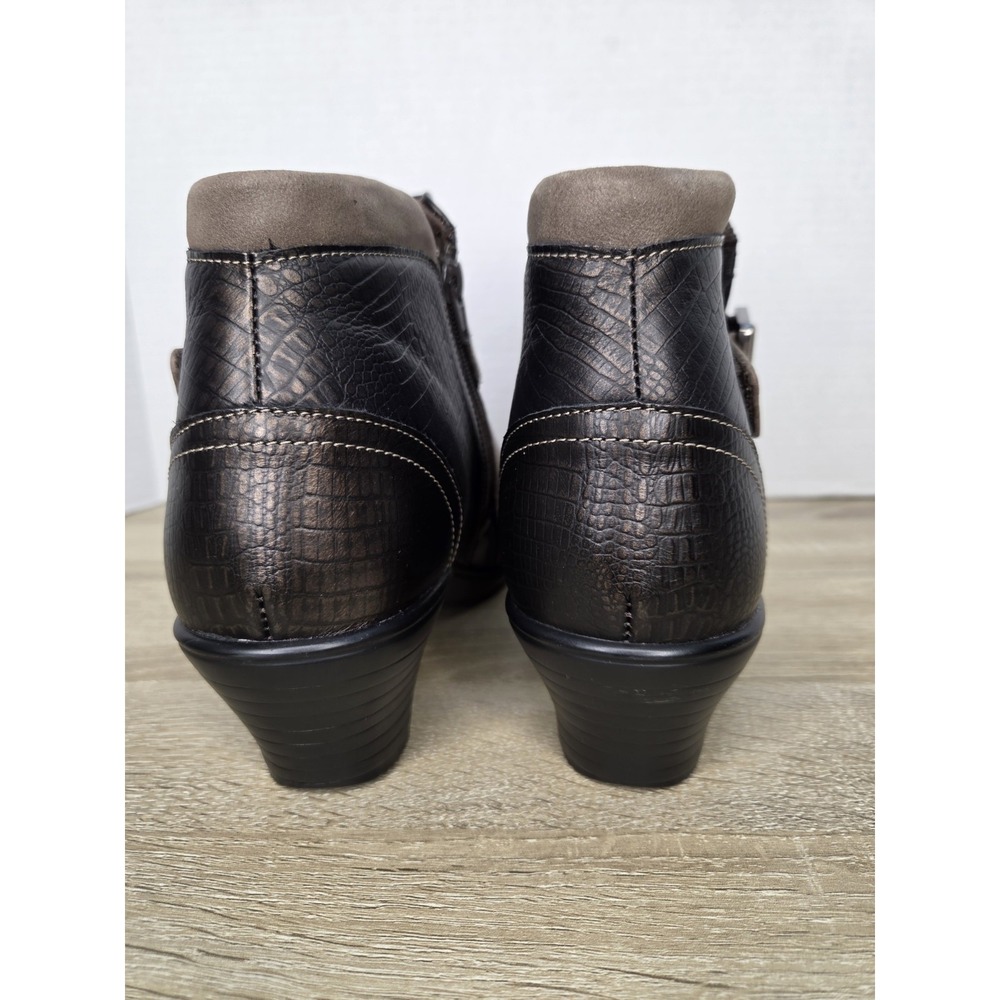Orthofeet Bioheel Emma Ankle Boots Brown Taupe Leather Buckle Heel Size 9 X-wide - Picture 7 of 16